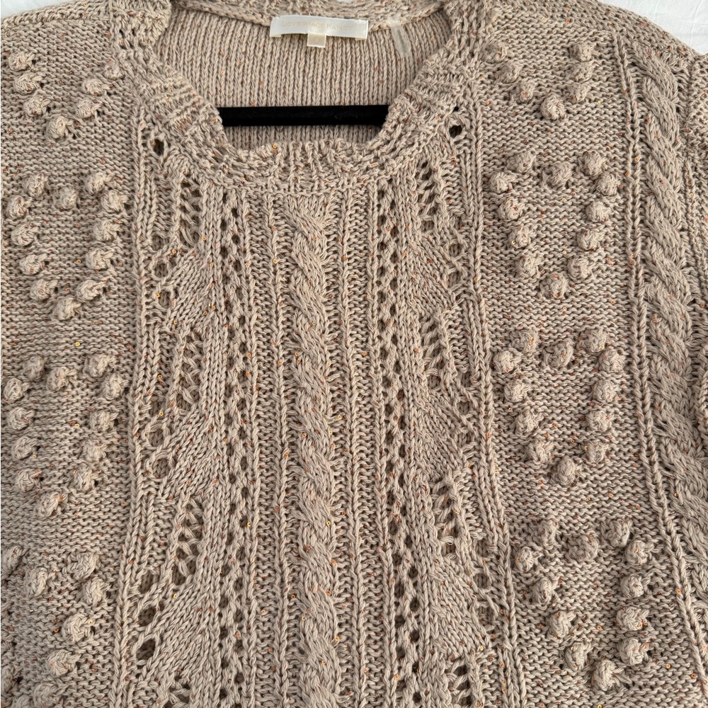 LoveShackFancy Textured Knit Sweater in Taupe